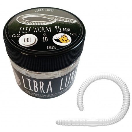 Libra Lures Flex Worm, 001 White