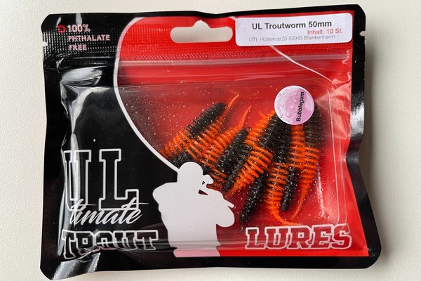 ULtimate Trout Lures UL Rippworm 5cm Schwarz/Orange